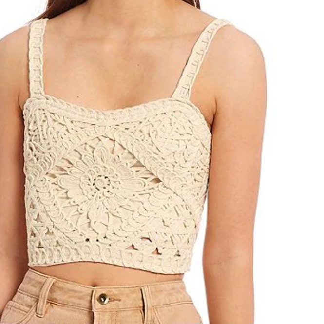 C&V Chelsea & Violet Black Crochet Knit Tank Top L